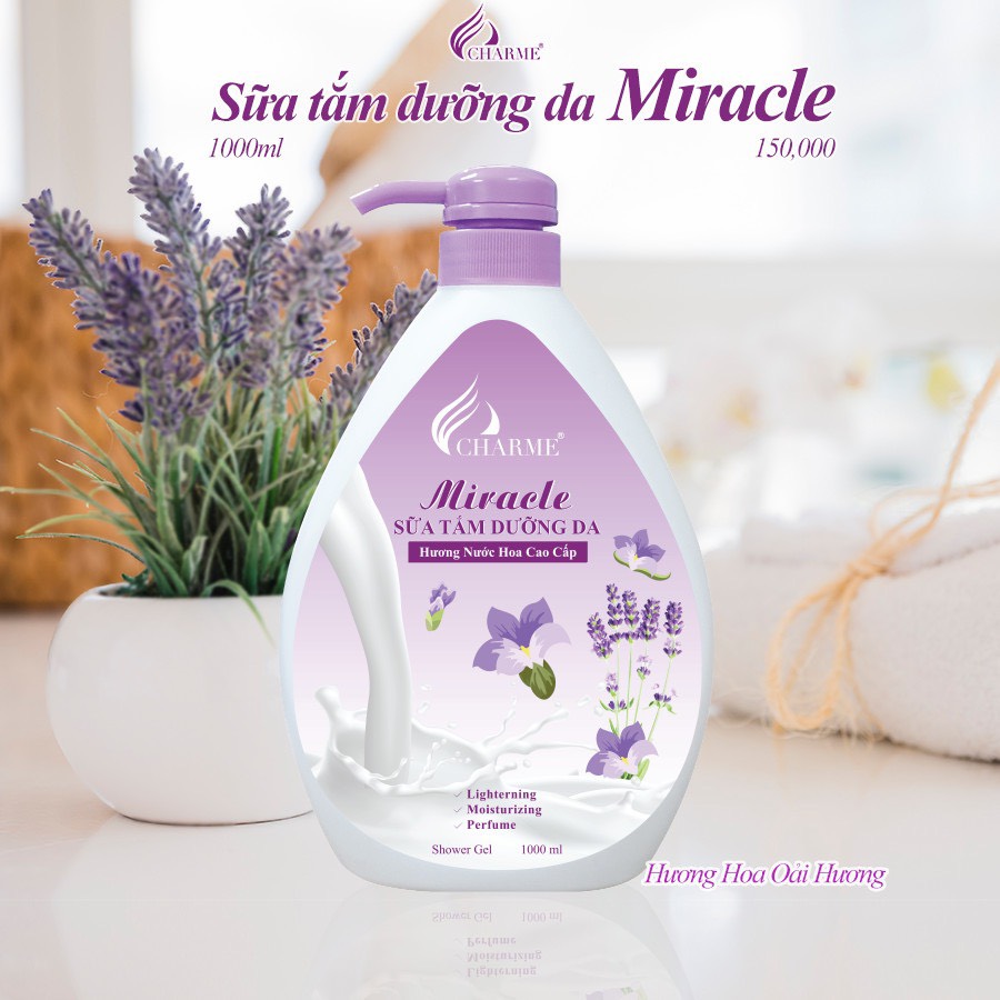 Sữa tắm nước hoa Charme Miracle 1000ml hương Lavender - 8936194690418