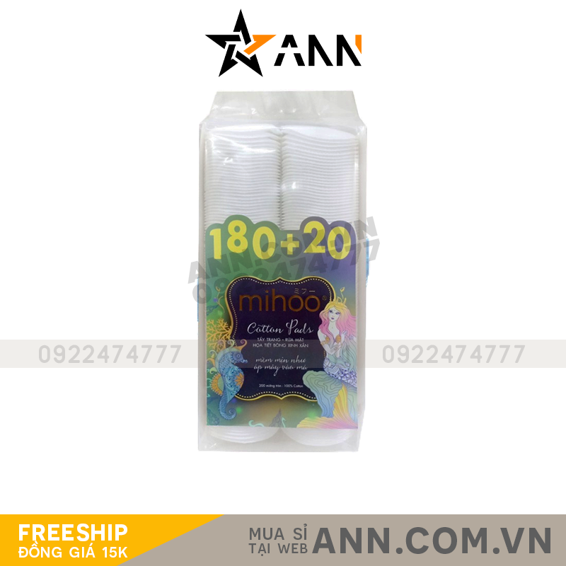 15004_8936112021140_20240727143811.png Bông Tẩy Trang Mihoo 100% Cotton (200 Miếng) - 8936112021140