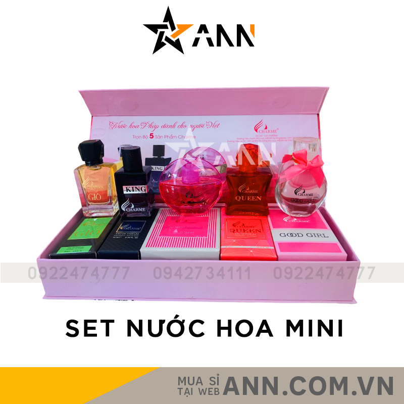 Set 5 Chai Nước Hoa Charme Mini 10ml Set 5 Chai Nước Hoa Charme Mini 10ml
