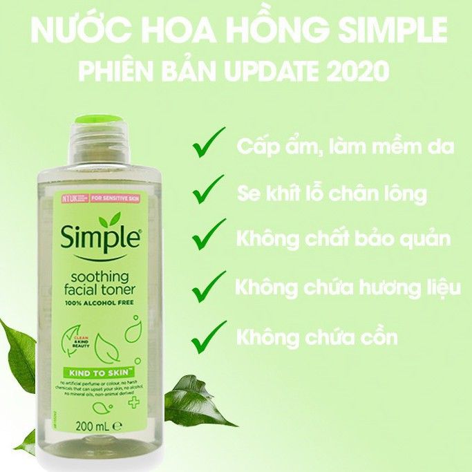 Nước Hoa Hồng Simple Kind To Skin Soothing Facial Toner 200ml