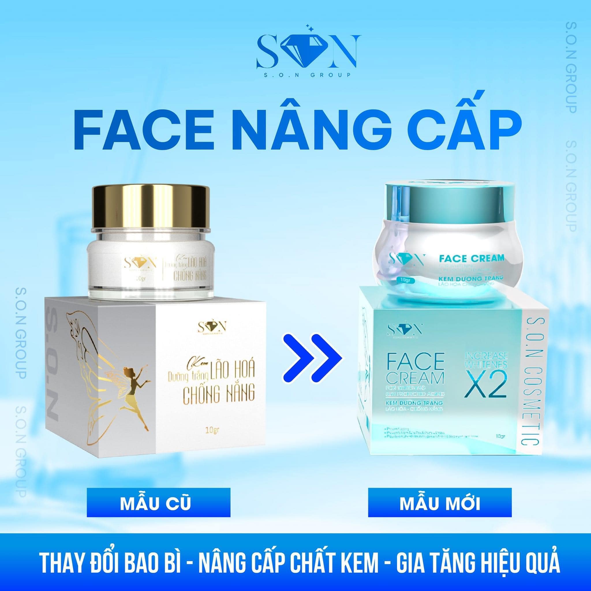 Nguồn sỉ kem Face SON Màu Xanh Biển Dưỡng Trắng Da Chống Lão Hóa Nguồn sỉ kem Face SON Màu Xanh Biển Dưỡng Trắng Da Chống Lão Hóa