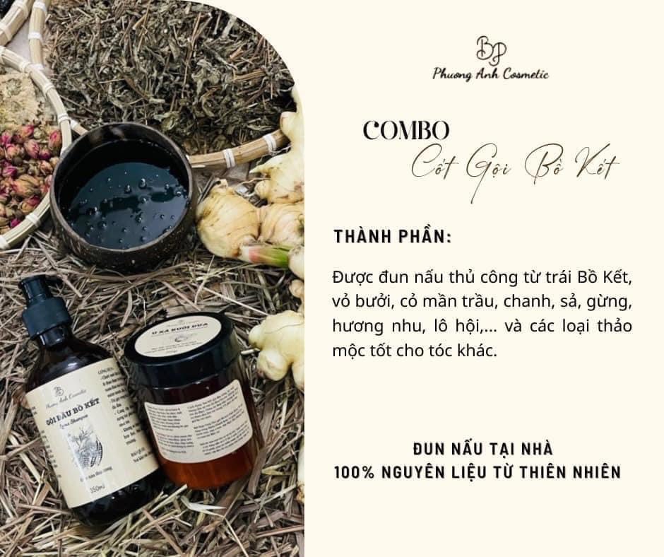 Combo Cốt Gội Bồ Kết Ủ Xả Bưởi Dừa Đun Nấu Thủ Công Phương Anh Cosmetic Tặng Kèm quà