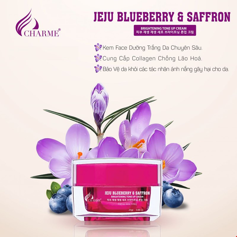 Kem Face Hàn Quốc Dưỡng Trắng Charme Jeju Blueberry & Saffron Kem Face Hàn Quốc Dưỡng Trắng Charme Jeju Blueberry & Saffron
