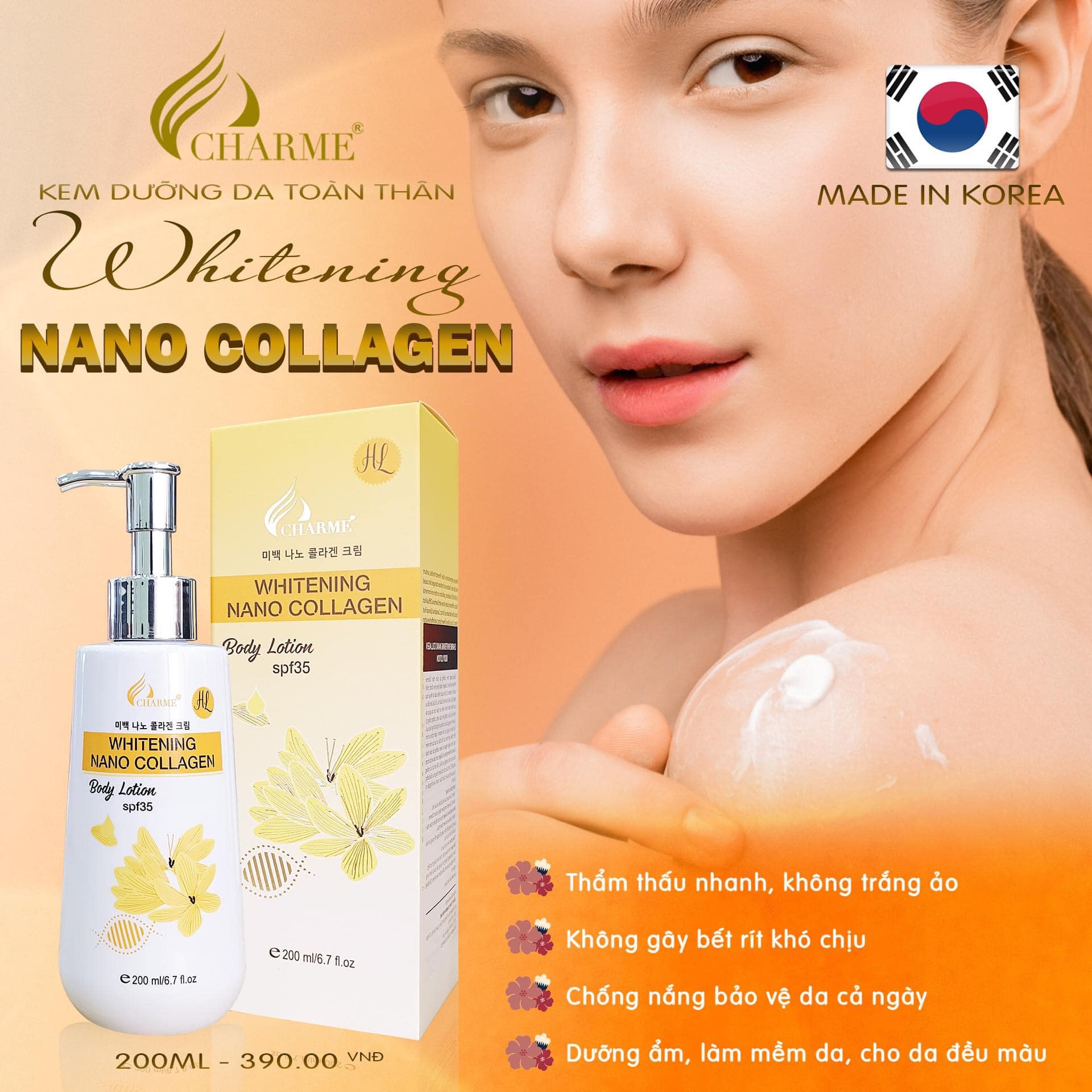 Kem Body Hàn Quốc Dưỡng Trắng Da Toàn Thân Charme Whitening Nano Collagen - 8809213808906