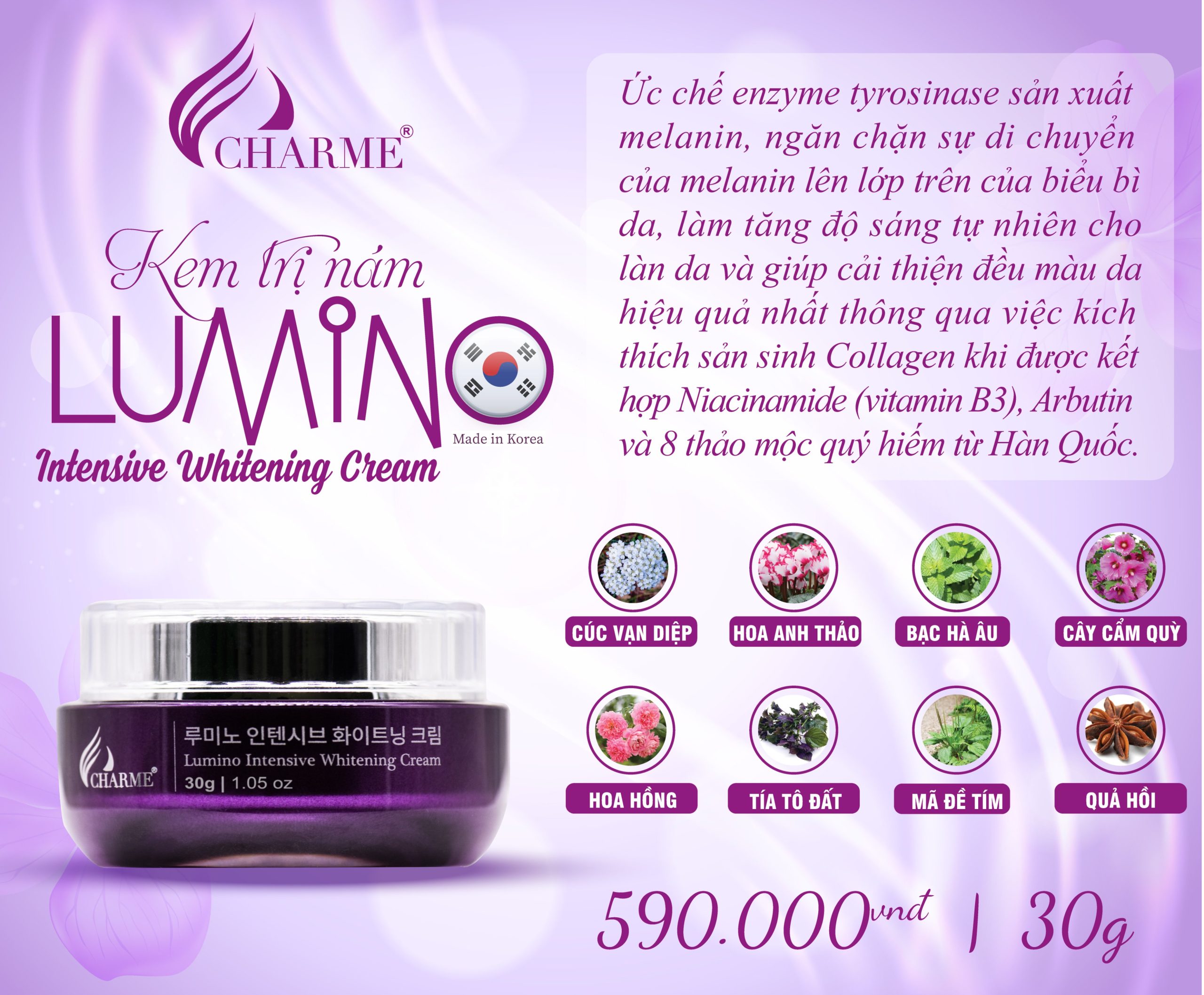 Kem Nám Hàn Quốc Charme Lumino Intensive Whitening Cream - 8809085103475