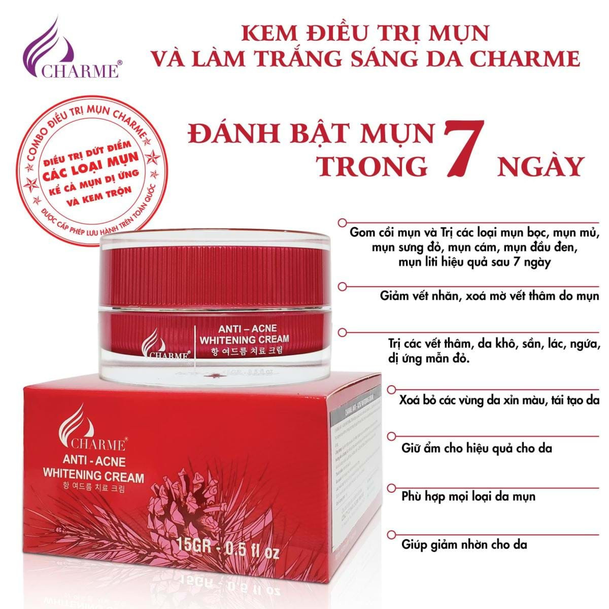 19229-z4296114170925-46e21ca589d06f57c772ece1f4dbc399-5.jpg Kem Face Mụn Hàn Quốc Charme Anti Acne Whitening Cream - 8809273480210