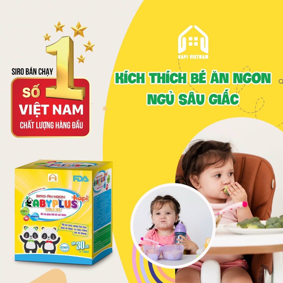 Siro Ăn Ngon BabyPlus Hapi Gold X2 Chính Hãng Công Ty Hapi VietNam - 8936198770369