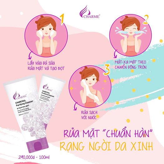 19502-sua-rua-mat-than-hoat-tinh-charme-7-1.jpg Sữa Rửa Mặt Than Hoạt Tính Charme Charcoal Purifying Cleanser - 8809085103123
