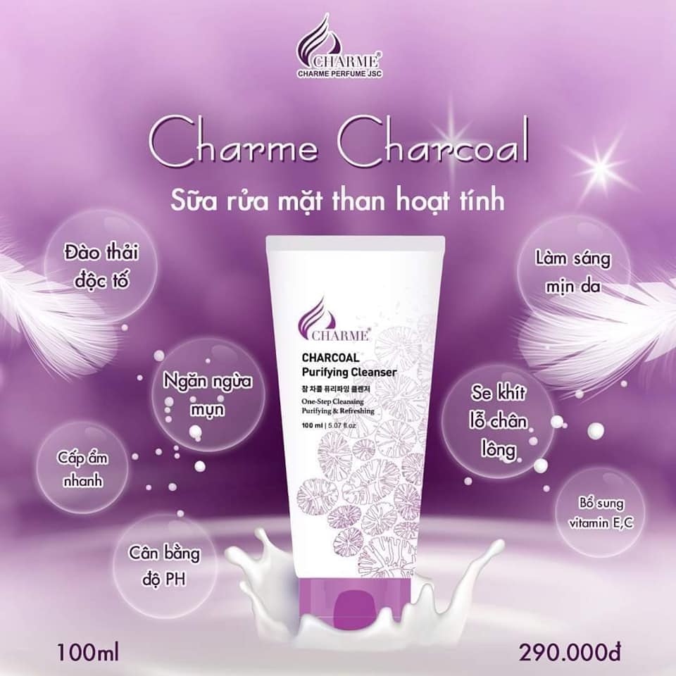 19502-sua-rua-mat-than-hoat-tinh-charme-charcoal-8-1.jpg Sữa Rửa Mặt Than Hoạt Tính Charme Charcoal Purifying Cleanser - 8809085103123