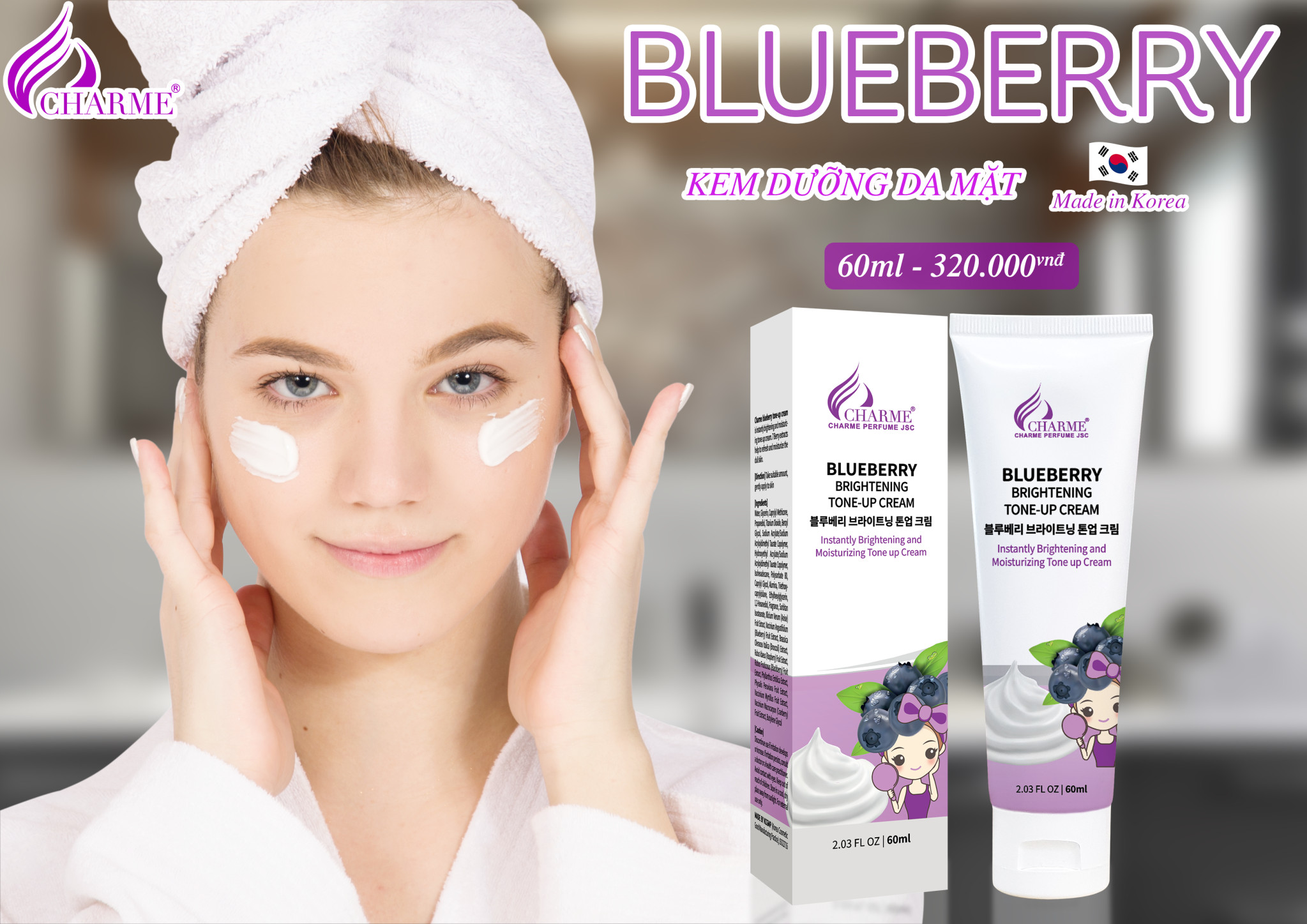 19503-kem-duong-da-mat-charme-3-1.jpg Kem Dưỡng Da Mặt Blueberry Charme Brightening Tone Up Cream - 8809085102379