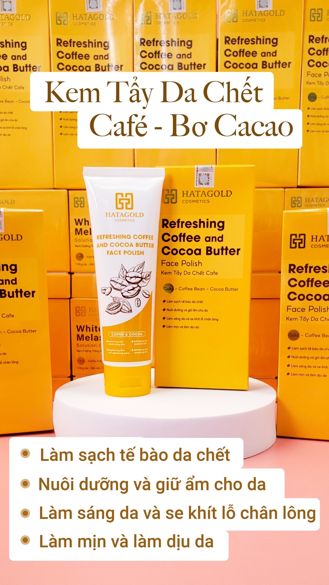 Kem Tẩy Da Chết Cafe Bơ Cacao Hatagold Cosmetics