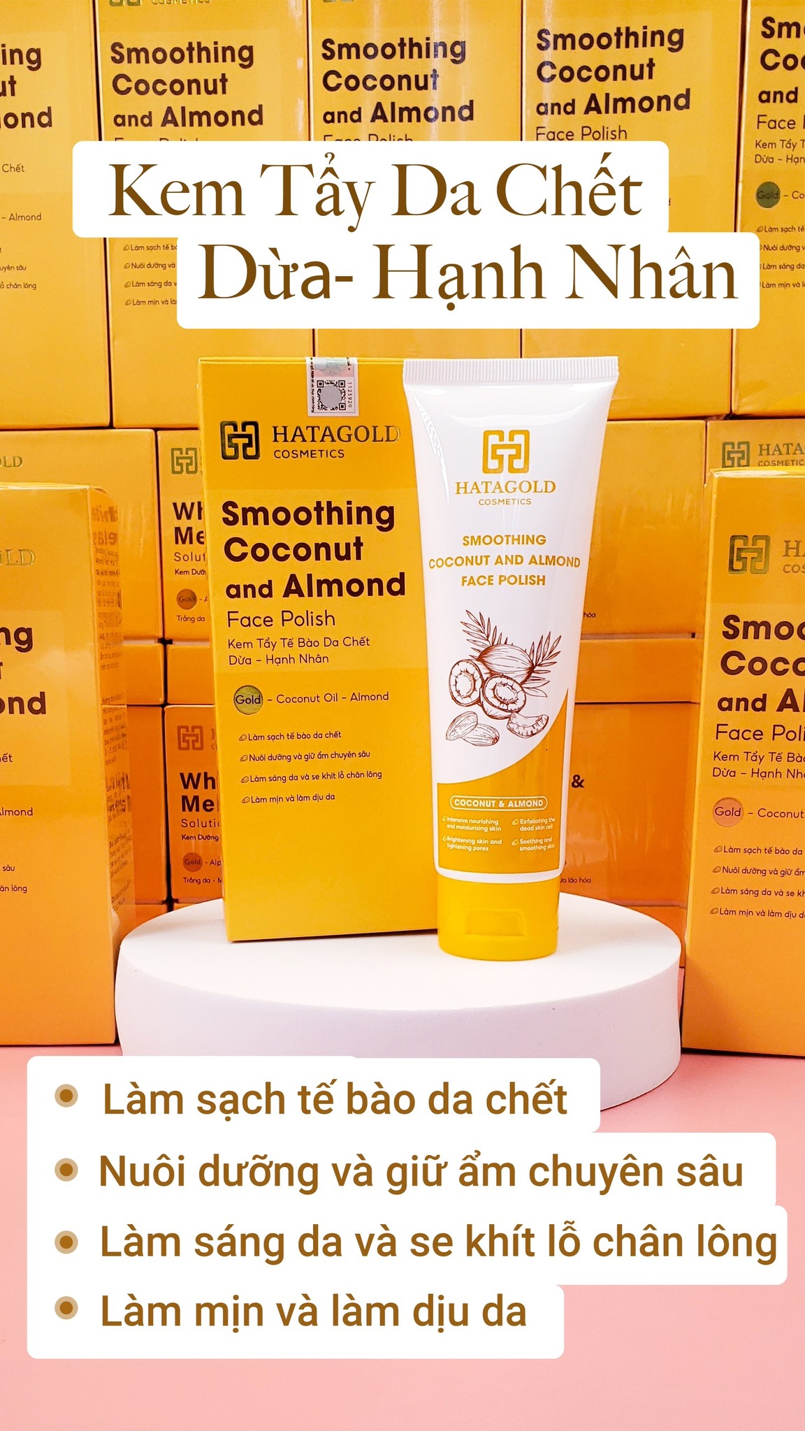 Nguồn sỉ kem Tẩy Da Chết Dừa Hạnh Nhân Hatagold Cosmetics Nguồn sỉ kem Tẩy Da Chết Dừa Hạnh Nhân Hatagold Cosmetics