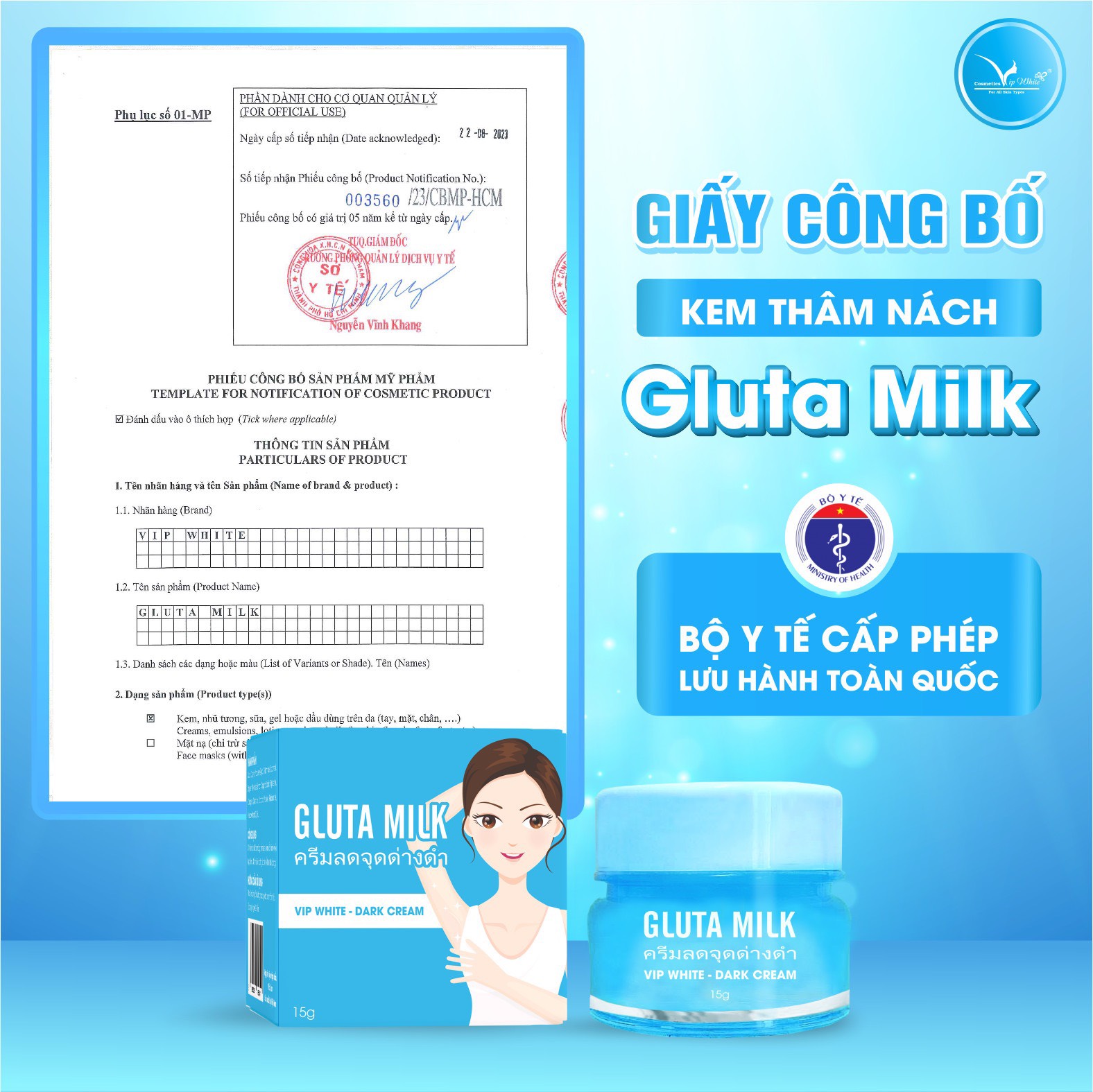 Kem Thâm Nách Gluta Milk Vip White - 893852176553