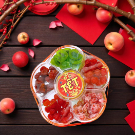 Hộp Quà Tết Set Mứt Lục Vị Bông Mai 800g (Ó Mai Đào Hồng, Ó Mai Đào Bố, Kiwi Sấy Dẻo, Ó Mai Mận Cơm, Xoài Sấy Dẻo) - Hộp Bông Mai - 8936208933692