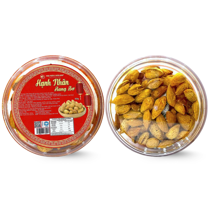 Giá sỉ hạnh Nhân Rang Bơ 450g - Hộp Tròn Lớn Giá sỉ hạnh Nhân Rang Bơ 450g - Hộp Tròn Lớn