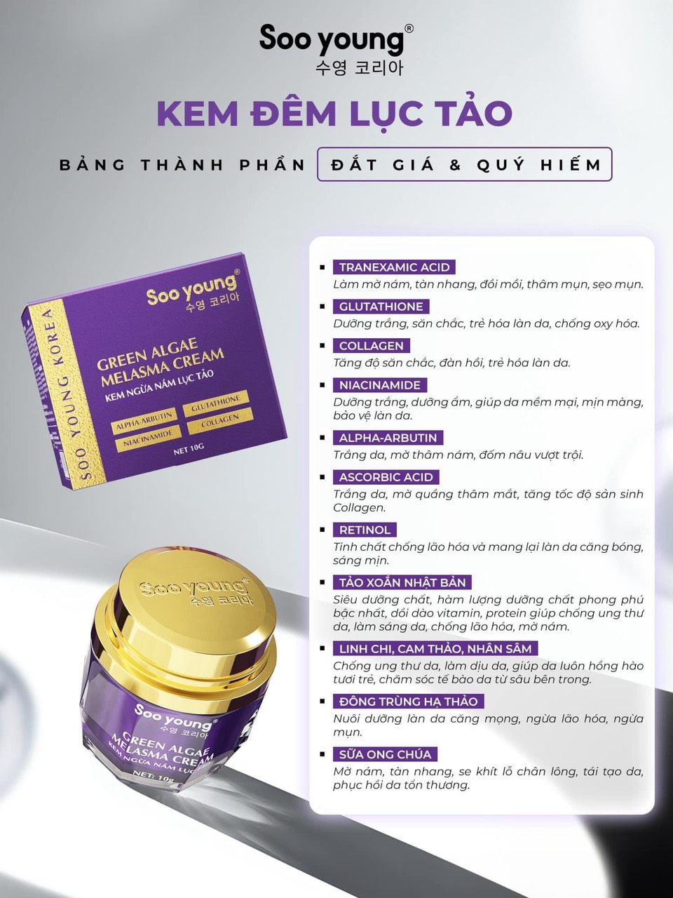 23066-z4909332360819-89aedae4802b6d670d280cfe4fd35a73-7.jpg Combo Face Ngày Lục Tảo Soo Young Mini + Face Đêm Lục Tảo Soo Young Mini (Tặng 1 Serum meso) - CBFACESYMINI