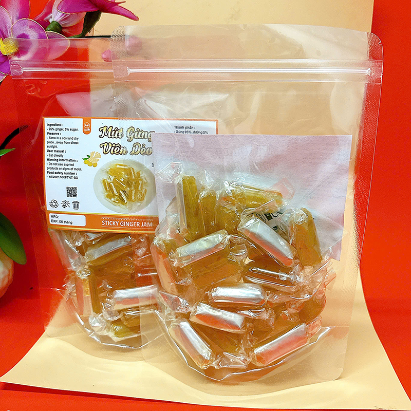 Mứt Gừng Viên Dẻo Túi Zip 300g Mứt Gừng Viên Dẻo Túi Zip 300g