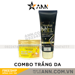 Combo Dưỡng Trắng Kem Peel Lột Lạnh Collagen Và Body Cấy Trắng Men Chua Nicolas Chính Hãng
