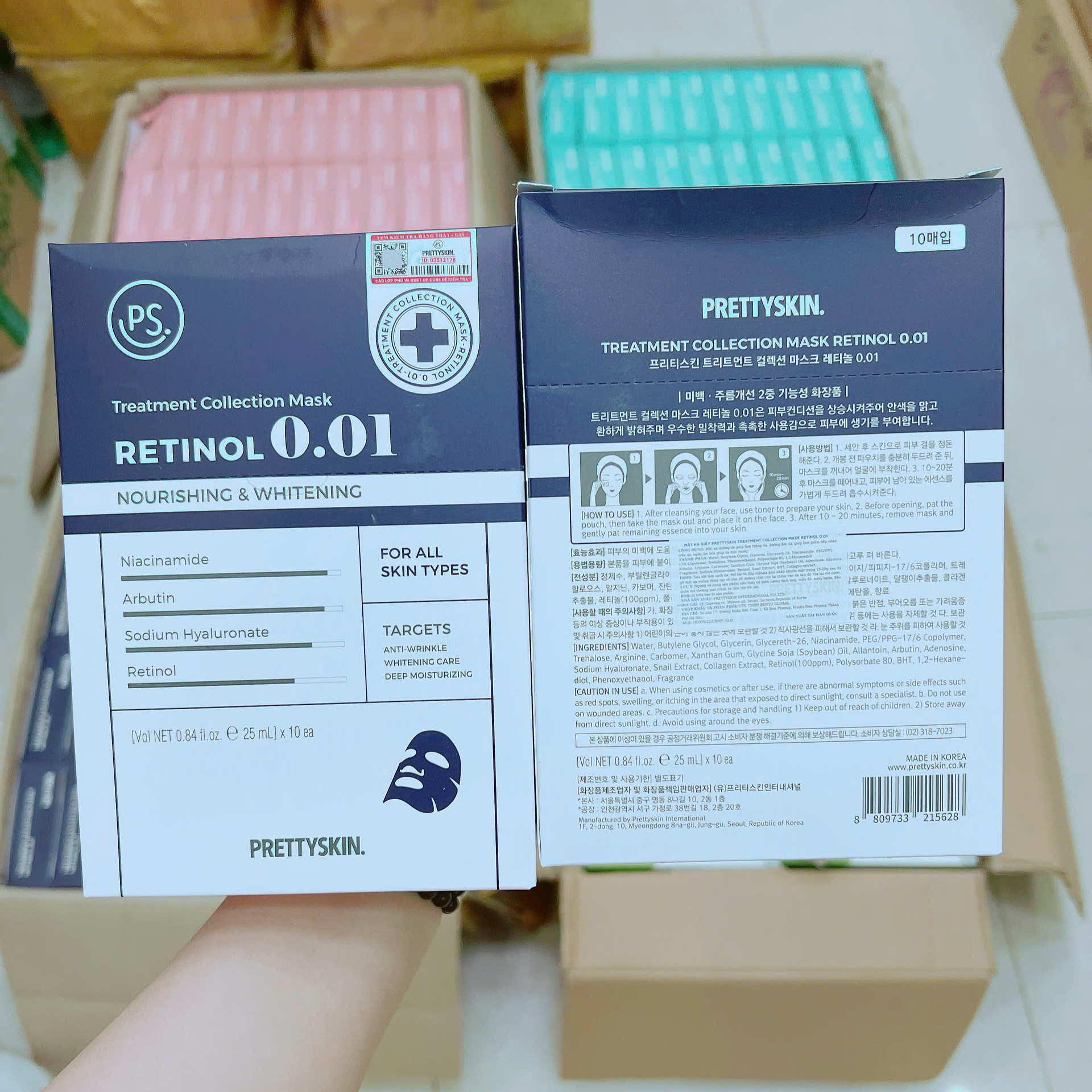 23880_z7210374822707-5e0288197c363e5ede2e0ad3ae789ec4_20251110223123.png Mặt Nạ Prettyskin Retinol 0.01 Màu Xanh Đậm Tái Tạo Da Hộp 10miếng - 8809733215628