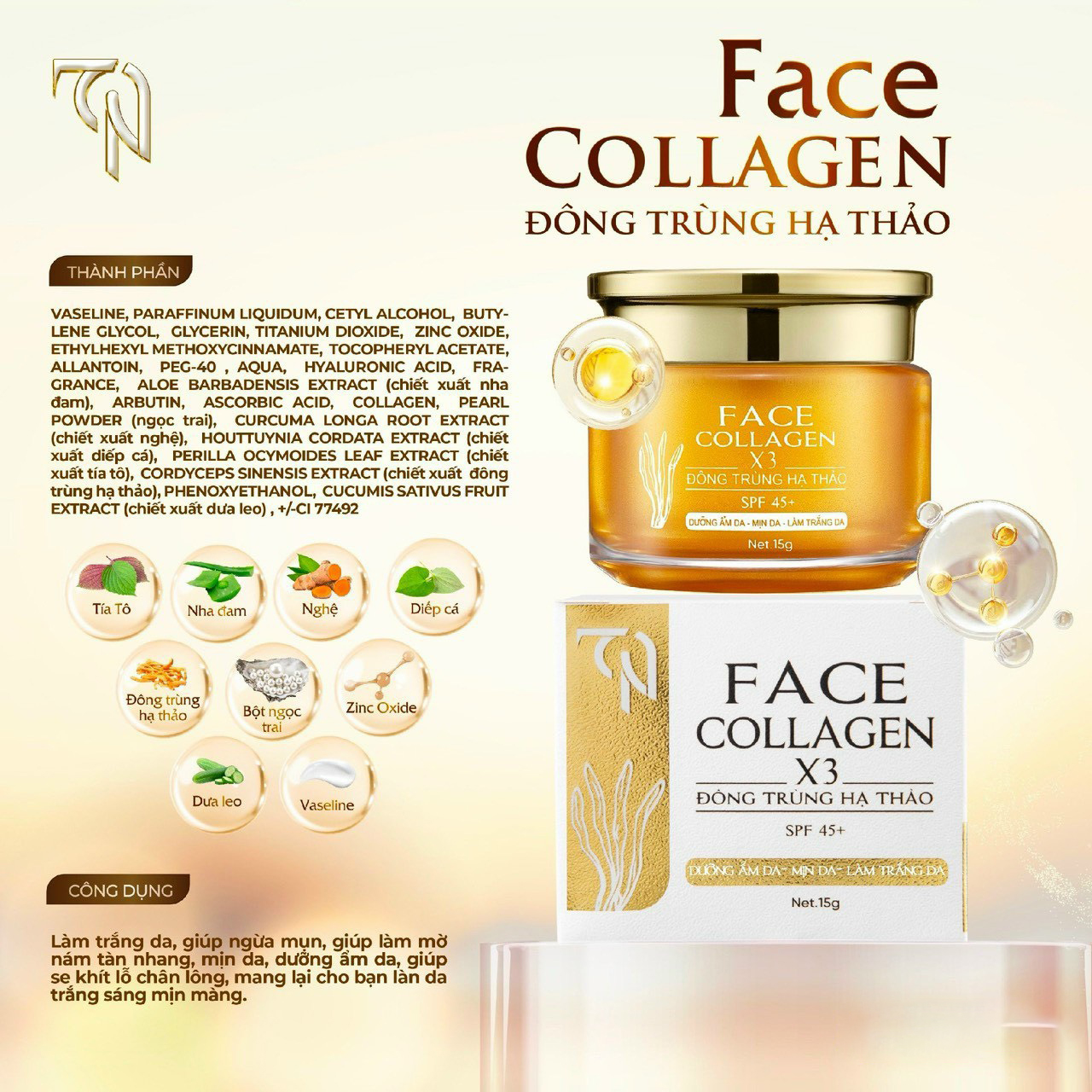 Nguồn sỉ kem Face Collagen X3 TN Đông Trùng Hạ Thảo Mỹ Phẩm Đông Anh 15g Nguồn sỉ kem Face Collagen X3 TN Đông Trùng Hạ Thảo Mỹ Phẩm Đông Anh 15g