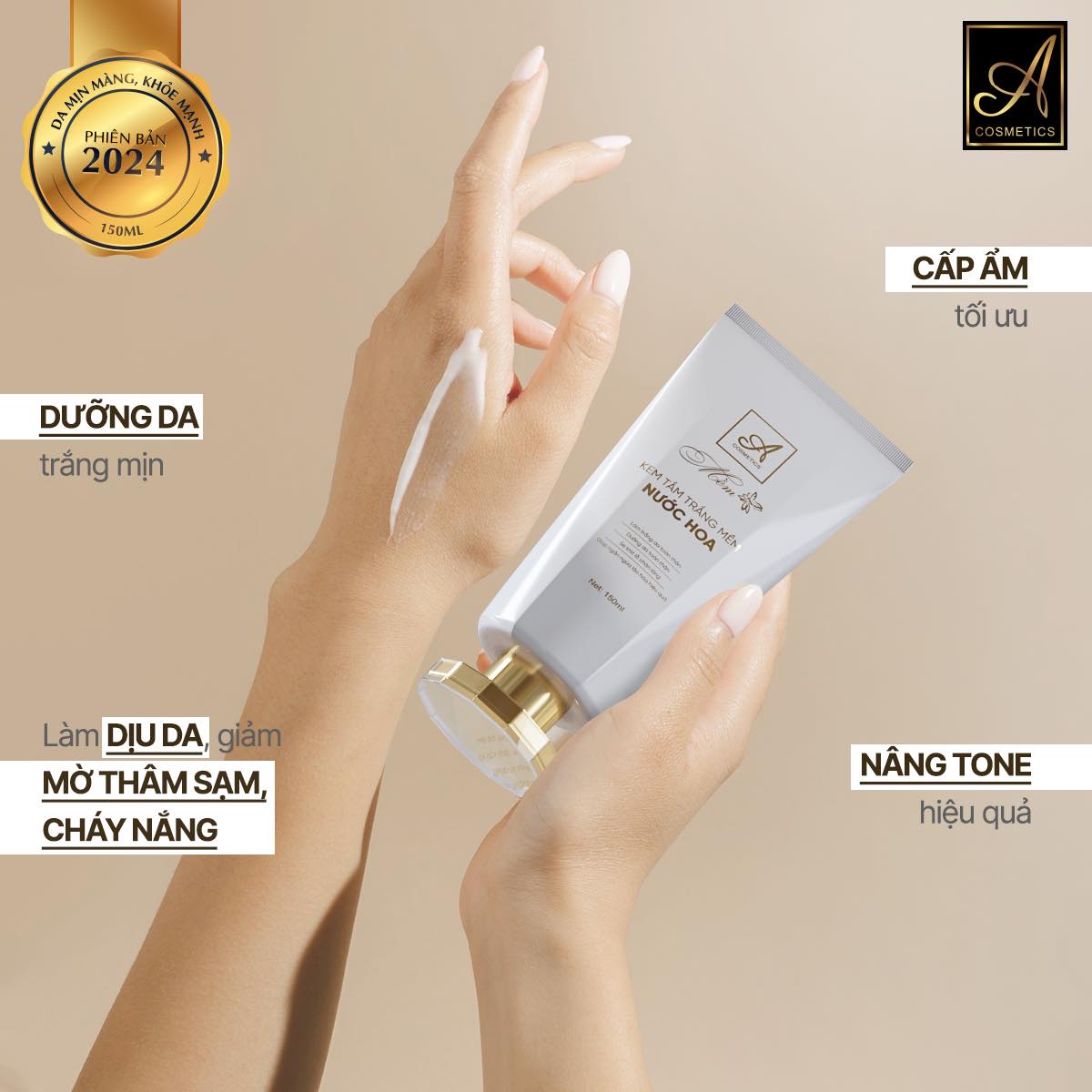 Kem Tắm Trắng Mềm Nước Hoa A Cosmetics Mỹ Phẩm Phương Anh Phiên Bản 2024