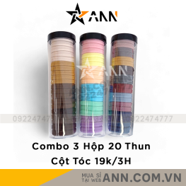 Combo 3 Dây Thun Cột Tóc Co Giãn Mềm Mại - Hộp 20 Dây Thun Buộc Tóc Trơn - Giao Ngẫu Nhiên Hộp 19.5cm - CBCOTTOC01