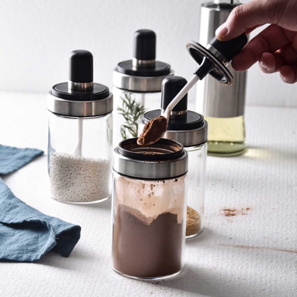 24622_36e00456595d45774675864831254029_20240629123630-2.jpg Combo 5 Hũ Đựng Gia Vị Bằng Thuỷ Tinh - Lọ Đựng Gia Vị Thuỷ Tinh Có Nắp Đậy Kèm Thìa Nhà Bếp 13x5cm - CBLOGIAVI01