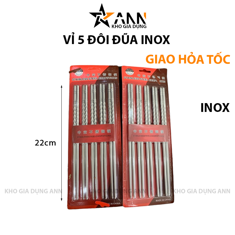 24926_55_20250319185726-1.png Vỉ 5 Đôi Đũa Inox Chất Lượng Cao 22cm - DIN01
