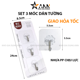 Set 3 Móc Dán Tường Chịu Lực Tiện Lợi 5.5x5.5cm - S3MTDT01