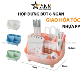 Hộp Đựng Bút 6 Ngăn Tặng Kèm Sticker Dễ Thương 19x14x10.5cm - HDBDN01
