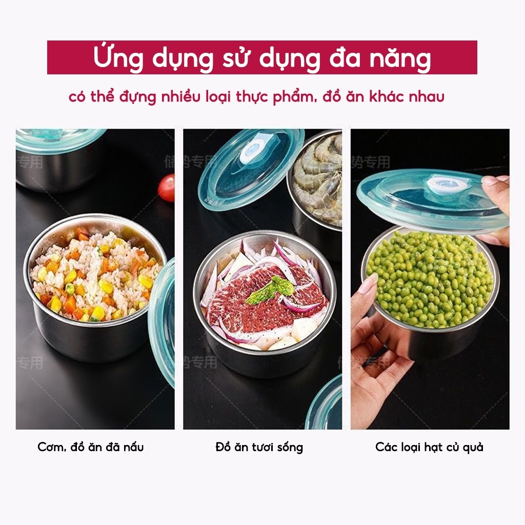 Combo 2 Hộp Inox Tròn Đựng Thực Phẩm Có Nắp Đậy 11x11x7cm Combo 2 Hộp Inox Tròn Đựng Thực Phẩm Có Nắp Đậy 11x11x7cm