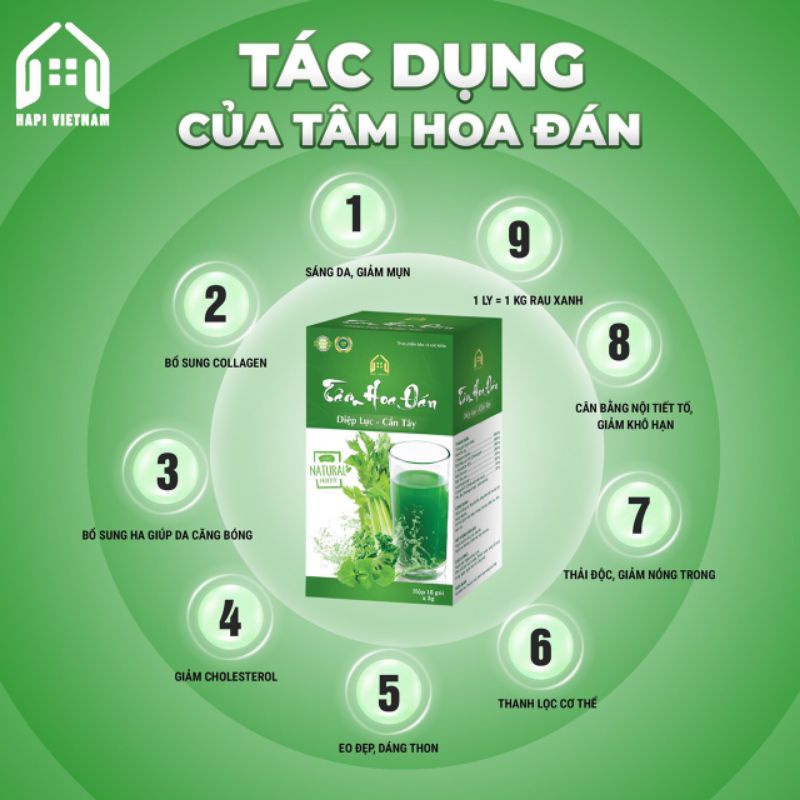 Diệp Lục Cần Tây Tâm Hoa Đán Hộp 15 Gói Diệp Lục Cần Tây Tâm Hoa Đán Hộp 15 Gói