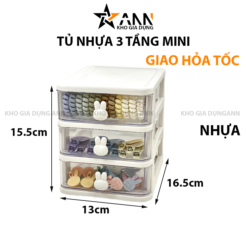 25015_101_20250320095933-1.png Tủ Nhựa 3 Tầng Mini Đựng Mỹ Phẩm Phụ Kiện Để Bàn Có Tay Cầm Thỏ 15.5x13x16.5cm - TN3TMN01