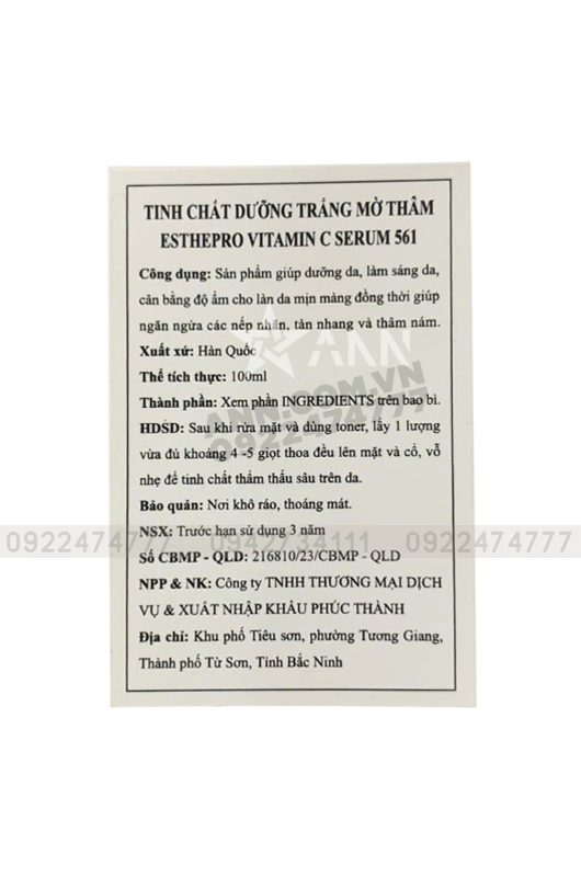 25087_11b_20240917152235-1.png Serum Vitamin C Serum 561 Esthepro Hỗ Trợ Dưỡng Trắng Da 100ml - 8809084393280