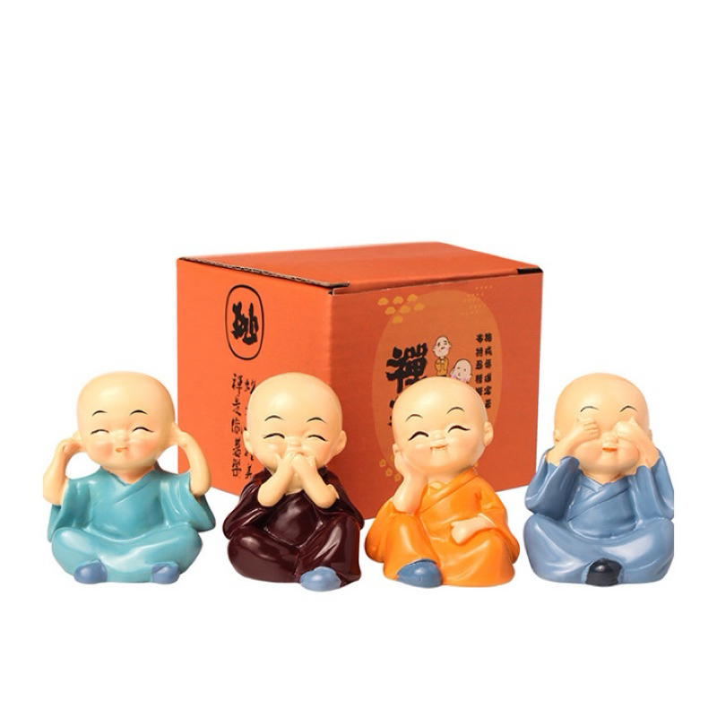 Bộ Tượng Bốn Không Chú Tiểu 4.5x4cm Bộ Tượng Bốn Không Chú Tiểu 4.5x4cm
