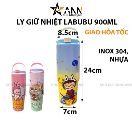 Ly Giữ Nhiệt Labubu Loang Màu Có Quai Xách 900ml - BGNLBB02
