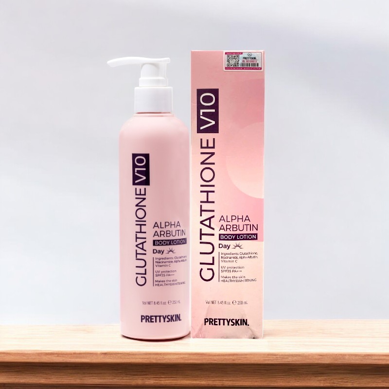 25284_kem-body-b5-hong-prettyskin-phu-photoroom_20240926093139-2.jpg Kem Body Prettyskin Màu Hồng Ban Ngày Glutathione V10 Alpha Arbutin Body Lotion 250ml - 8809733216373