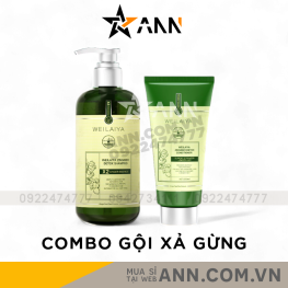 Combo Dầu Gội Xả Gừng Weilaiya Màu Xanh Zingiber Detox X2 Ginger Essence Giúp Tóc Bóng Khỏe Giảm Gãy Rụng