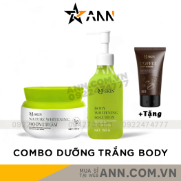 Combo Kem Ủ Trắng và Kem Body Dưỡng Trắng Sữa Dừa MQ Skin Nature Whitening Body 150gr - Tặng Tẩy Tế Bào Chết Cà Phê