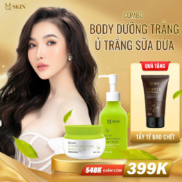 Combo Kem Ủ Trắng và Kem Body Dưỡng Trắng Sữa Dừa MQ Skin Nature Whitening Body 150gr - Tặng Tẩy Tế Bào Chết Cà Phê - BODYDUAMQSKIN