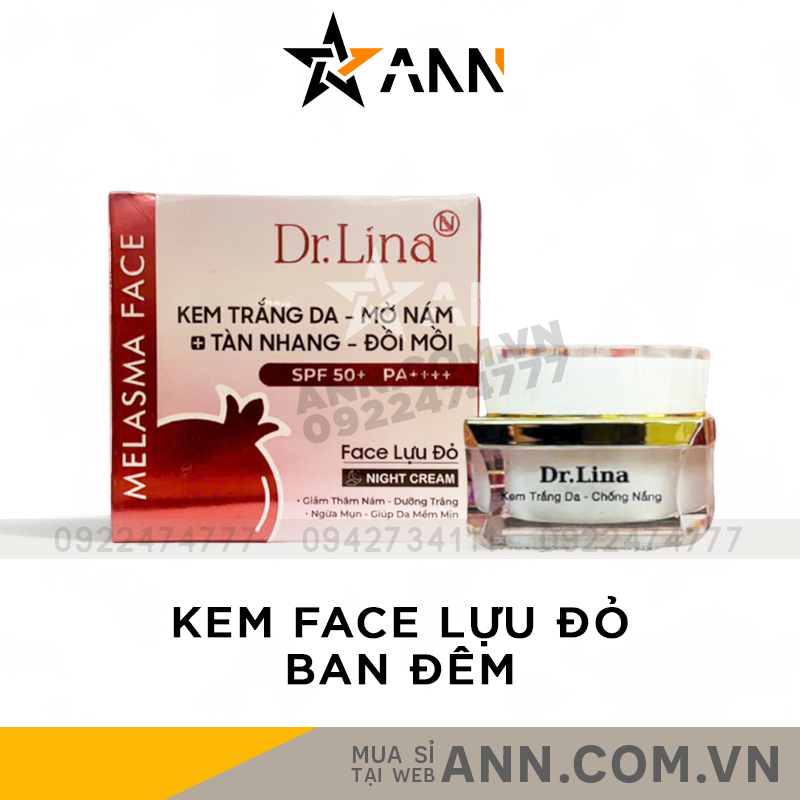 25353_bia_20241003112246-1.png Kem Face Lựu Đỏ Dr.Lina Melasma Face Giảm Nám Ban Đêm 25g - KFLDBD