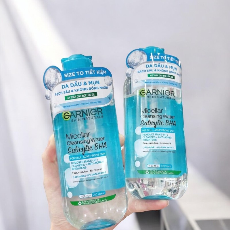 25363_phu-photoroom-2_20241005153552-2.jpg Nước Tẩy Trang Garnier Nắp Xanh Micellar Cleansing Water Salicylic BHA Dành Cho Da Dầu Mụn 400ml - 8994993019670