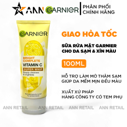 Sữa Rửa Mặt Garnier Sạch Sâu Sáng Da Bright Complete Vitamin C Super Whip Deeply Cleanses & Brightens 100ml - 8994993009015