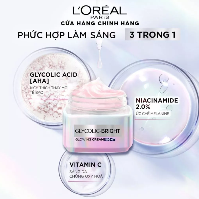25448_kem-duong-loreal-dem-phu-photoroom-1_20241016113613-4.png Kem Dưỡng Trắng Da Loreal Paris Ban Đêm Glycolic-Bright Glowing Cream Night 50ml Loreal - 8994993016563
