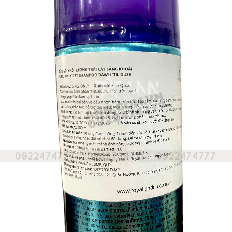 Dầu Gội Khô Girlz Only Anh Quốc 200ml Nhiều Mùi Hương Dầu Gội Khô Girlz Only Anh Quốc 200ml Nhiều Mùi Hương