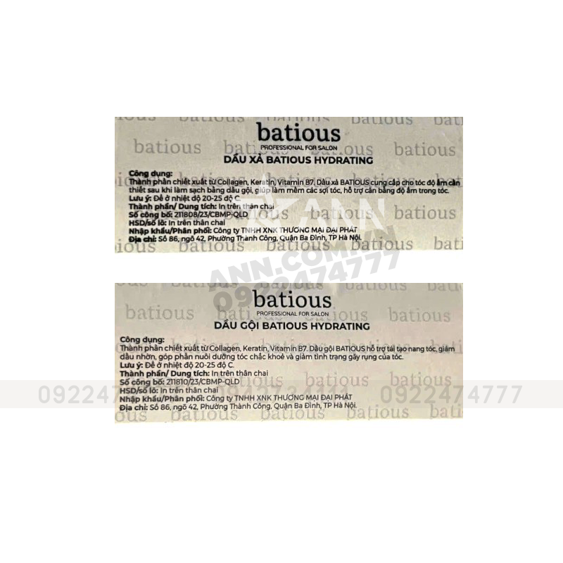 Combo Dầu Gội Xả Batious Hydrating Shampoo Màu Trắng - Dành Cho Tóc Khô Xơ 500ml Combo Dầu Gội Xả Batious Hydrating Shampoo Màu Trắng - Dành Cho Tóc Khô Xơ 500ml