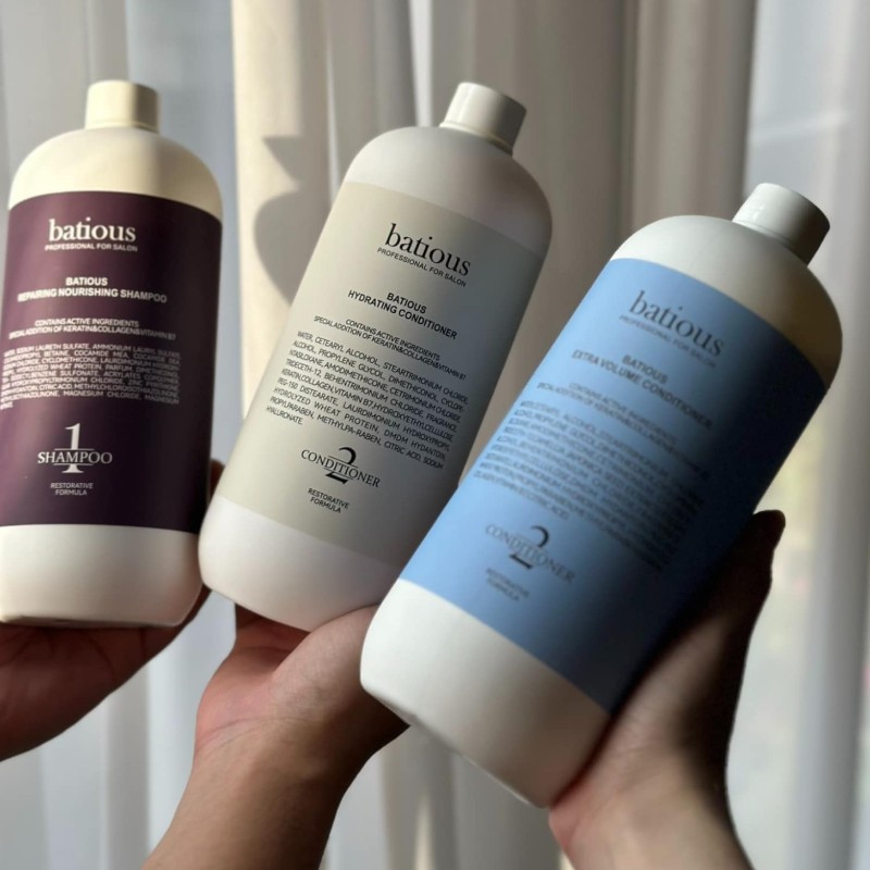 25578_vn-11134207-7r98o-loxcekg89t1qc3-photoroom-2_20241031165431-1.jpg Combo Dầu Gội Xả Batious Repairing Nourishing Shampoo Màu Tím - Dành Cho Tóc Hư Tổn 500ml - 5061014610802