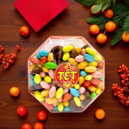 Hộp Kẹo Nhộng Socola Bát Giác 300G Hộp Tết - KNSHBG300