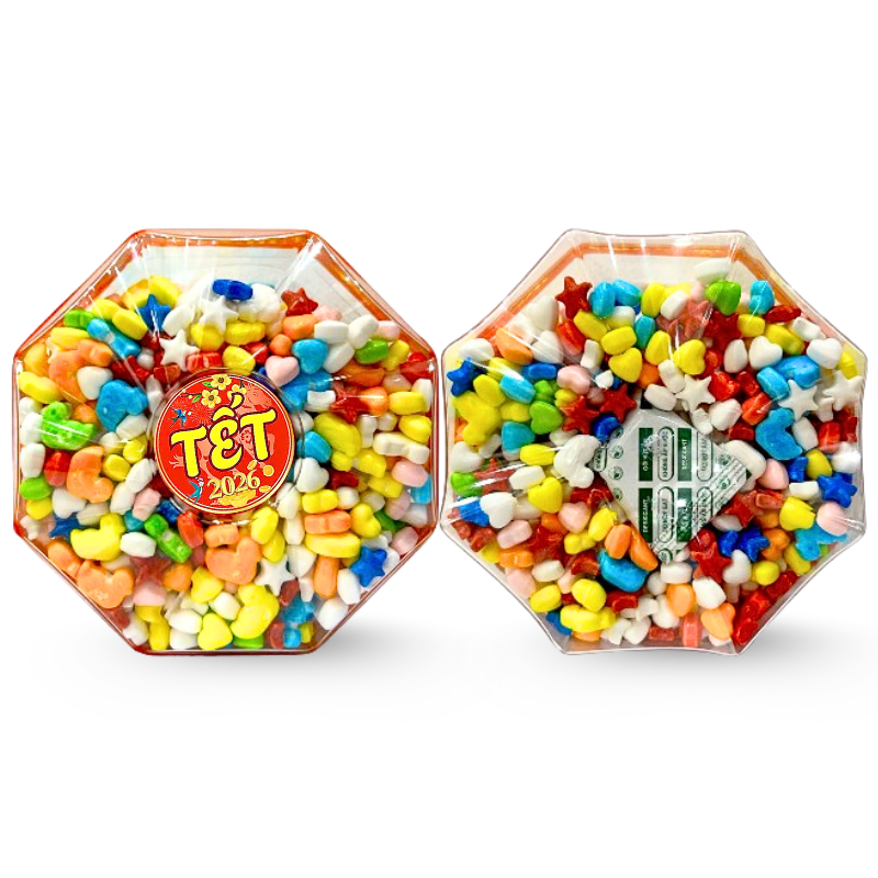 Hộp Kẹo Ngũ Sắc Bát Giác 300G Hộp Quà Tết 2026 Hộp Kẹo Ngũ Sắc Bát Giác 300G Hộp Quà Tết 2026