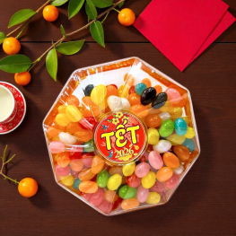 Hộp Kẹo Bi Trái Cây Hộp Bát Giác 300G Hộp Quà Tết 2026 - KBTCHBG300